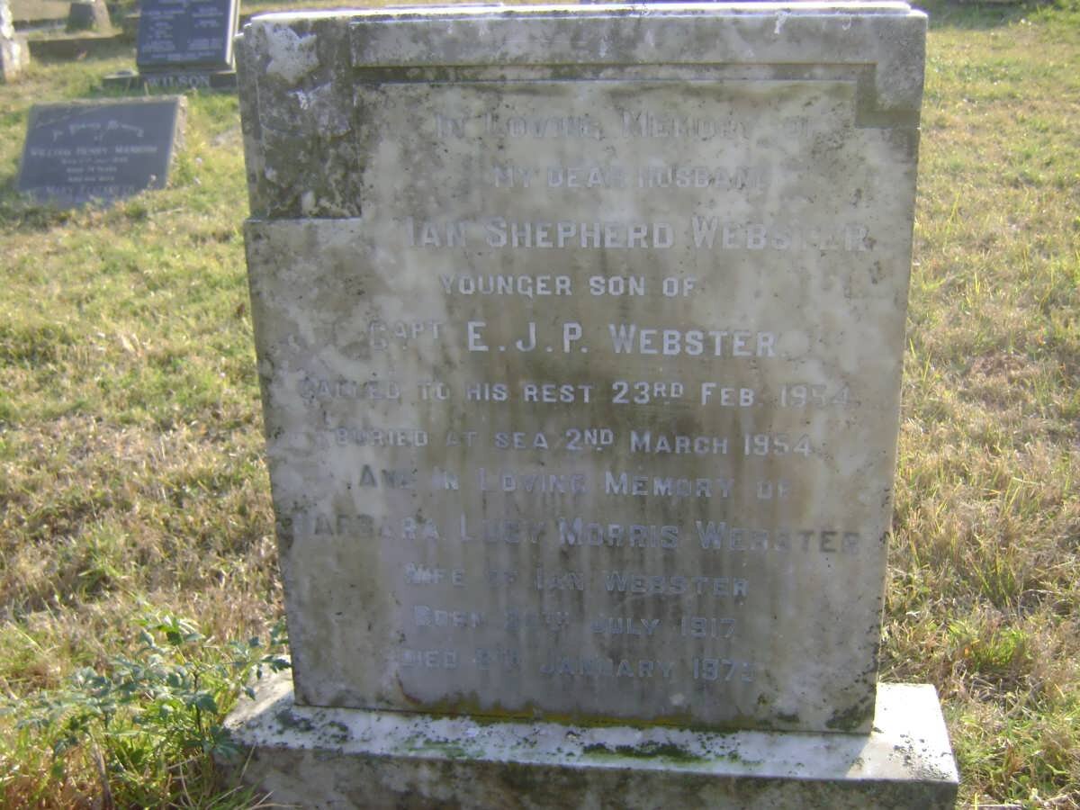 WEBSTER Ian Shepherd -1954 &amp; Barbara Lucy MORRIS 1917-1975