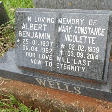 WELLS Albert Benjamin 1937-1992 &amp; Mary Constance Nicolette 1939-2014