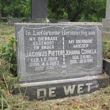 WET Jacobus Pieter, de 1909-1983 &amp; Johanna Cornelia 1913-1996