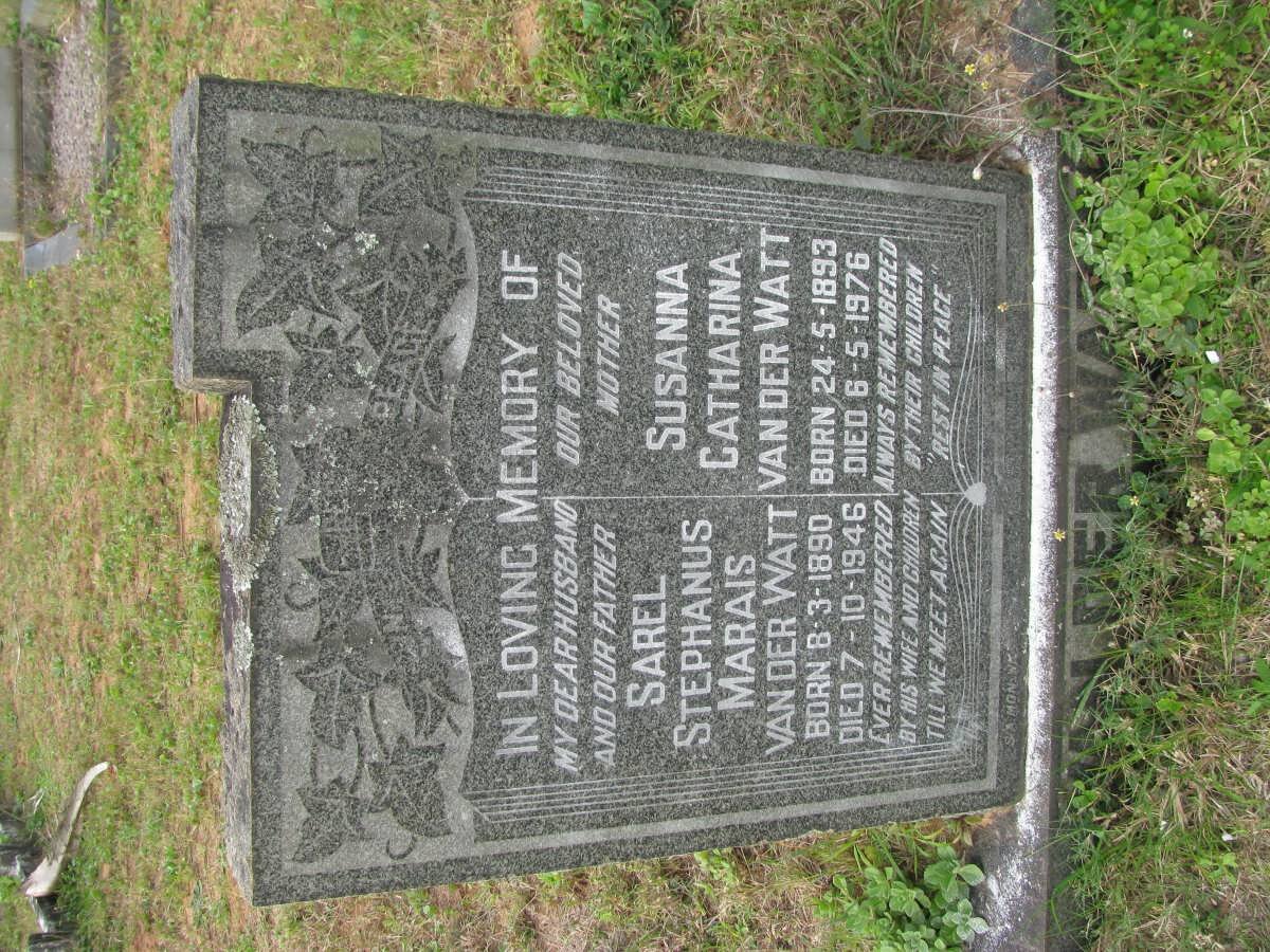 WATT Sarel Stephanus Marais, van der 1890-1946 &amp; Susanna Catharina 1893-1976