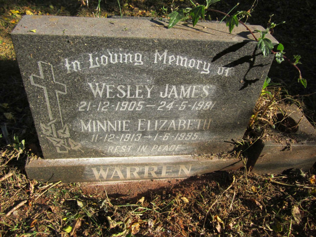 WARREN Wesley James 1905-1981 &amp; Minnie Elizabeth 1913-1995