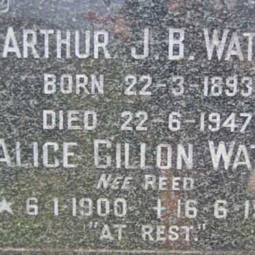WATTS Arthur J.B. 1893-1947 &amp; Alice Gillon REED 1900-1985