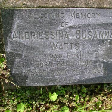 WATTS Andriessina Susanna nee VAN ECK 1906-1966