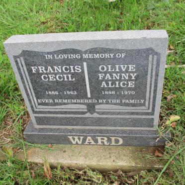 WARD Francis Cecil -1963 &amp; Olive Fanny Alice -1970