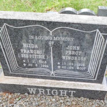 WRIGHT John Percy Windross 1910-2007 &amp; Hilda Frances PUTTICK 1918-1992