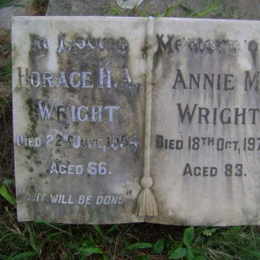 WRIGHT Horace H.A. -1954 &amp; Annie M. -1978