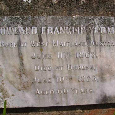 YEOMANS Rowland Franklin 1863-1923