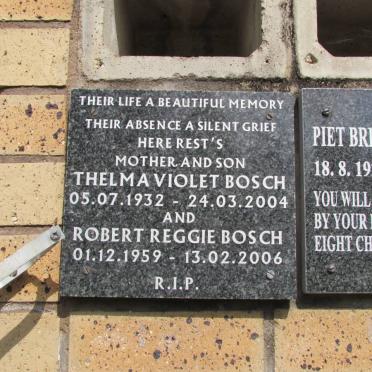 BOSCH Thelma Violet 1932-2004 :: BOSCH Robert Reggie 1959-2006