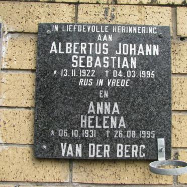 BERG Albertus Johann Sebastian, van der 1922-1995 &amp; Anna Helena 1931-1995