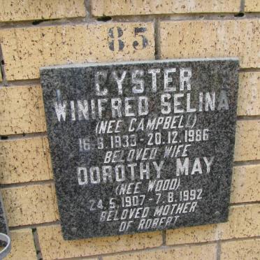 CYSTER Dorothy May nee WOOD 1907-1992 :: CYSTER Winifred Selina nee CAMPBELL 1933-1986