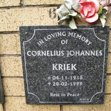 KRIEK Cornelius Johannes 1918-1999