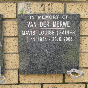 MERWE Mavis Louise, van der nee GAINES 1934-2006