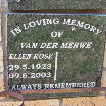 MERWE Ellen Rose, van der 1923-2003