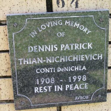 NICHICHIEVICH Dennis Patrick, Thian 1908-1998