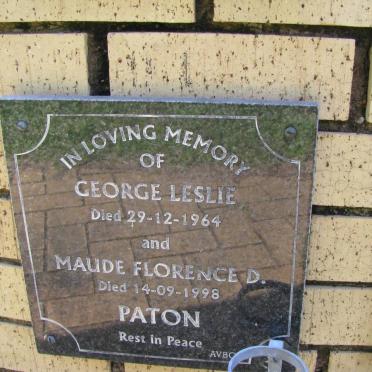 PATON George Leslie -1964 &amp; Maude Florence D, -1998
