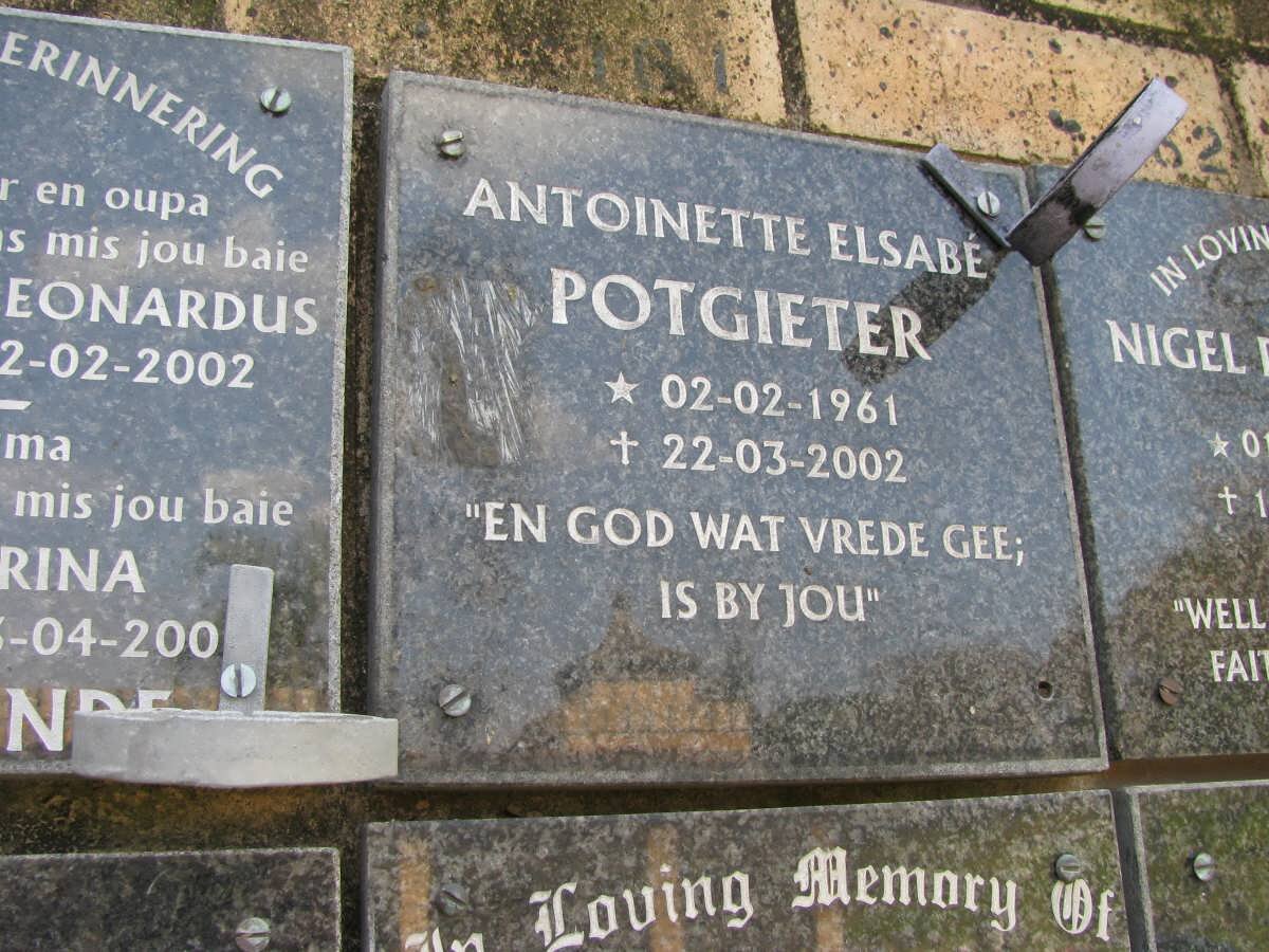 POTGIETER Antoinette Elsabe 1961-2002
