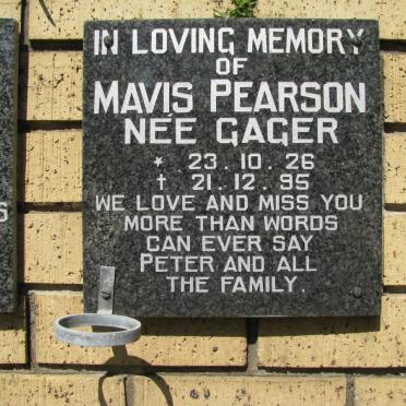 PEARSON Mavis nee GAGER 1926-1995