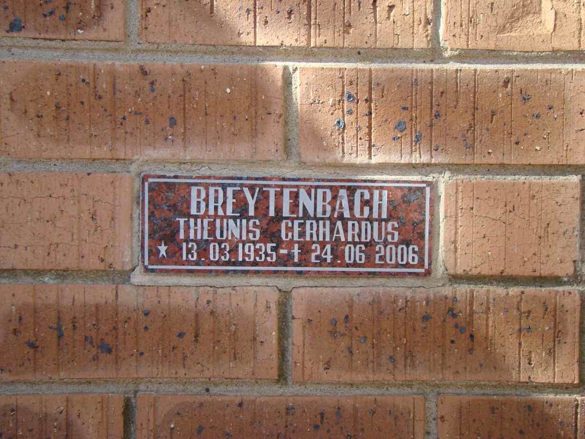 BREYTENBACH Theunis Gerhardus 1935-2006