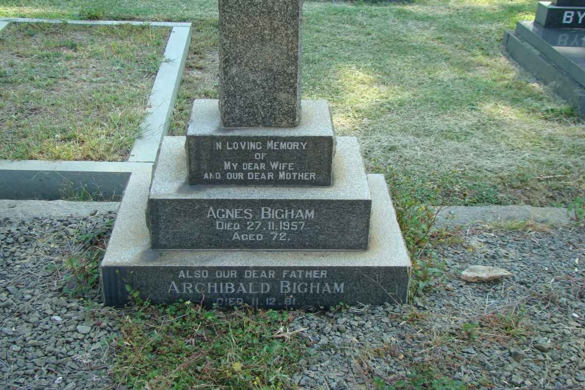 BIGHAM Archibald -1961 &amp; Agnes -1957