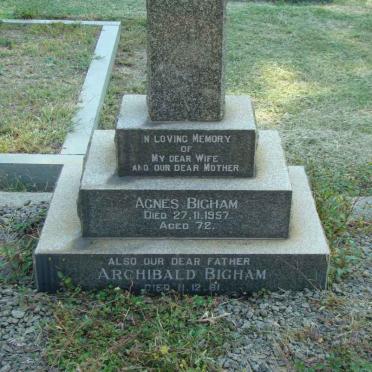 BIGHAM Archibald -1961 &amp; Agnes -1957