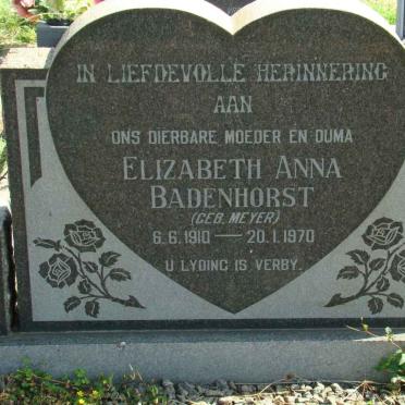 BADENHORST Elizabeth Anna nee MEYER 1910-1970