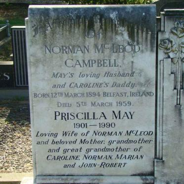 CAMPBELL Norman Mcleod -1959 &amp; Priscilla May 1901-1990