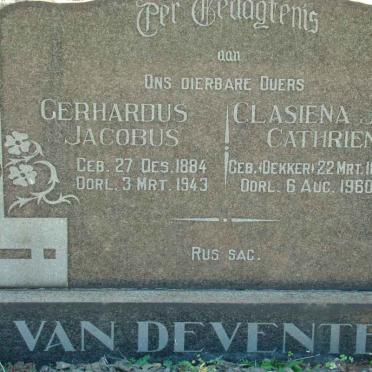 DEVENTER Gerhardus Jacobus, van 1884-1943 &amp; Clasiena Jacoba Cathriena DEKKER 1889-1960