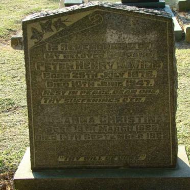 DAVIDS Peter Henry 1878-1947 &amp; Susanna Christina 1886-1982