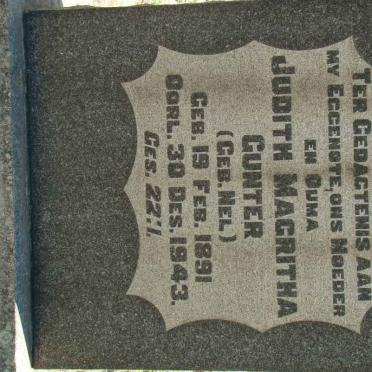 GUNTER Judith Magritha nee NEL 1891-1943