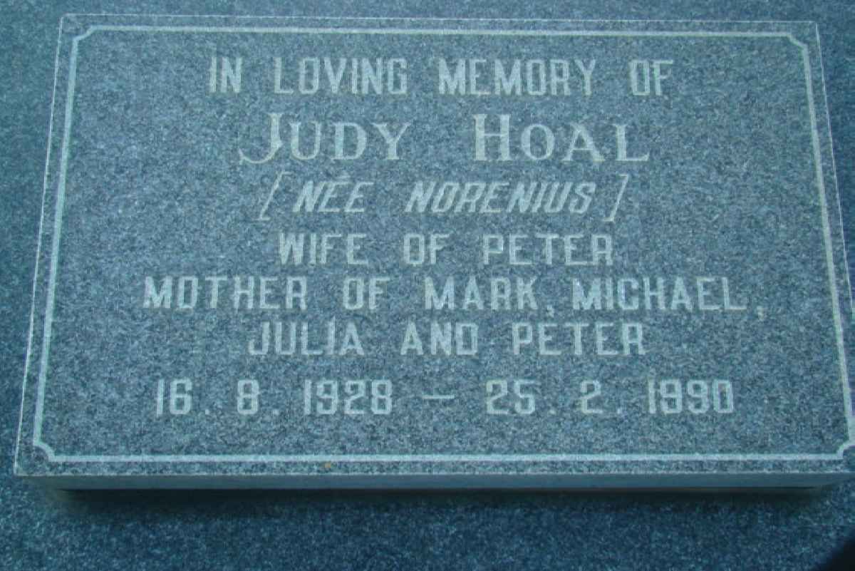 HOAL Judy Nee NORENIUS 1928-1990