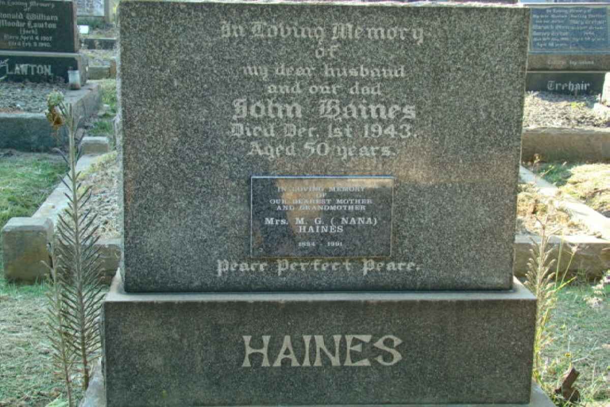 HAINES John  -1943 &amp; M.G. 1894-19?1
