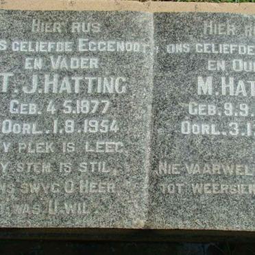 HATTING T.J. 1877-1954 &amp; M. 1886-1958