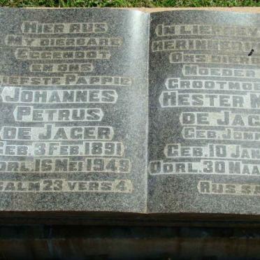 JAGER Johannes Petrus, de 1891-1949 &amp; Hester M.J.H. JONKER 1888-1967