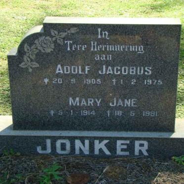 JONKER Adolf Jacobus 1905-1975 &amp; Mary Jane 1914-1991