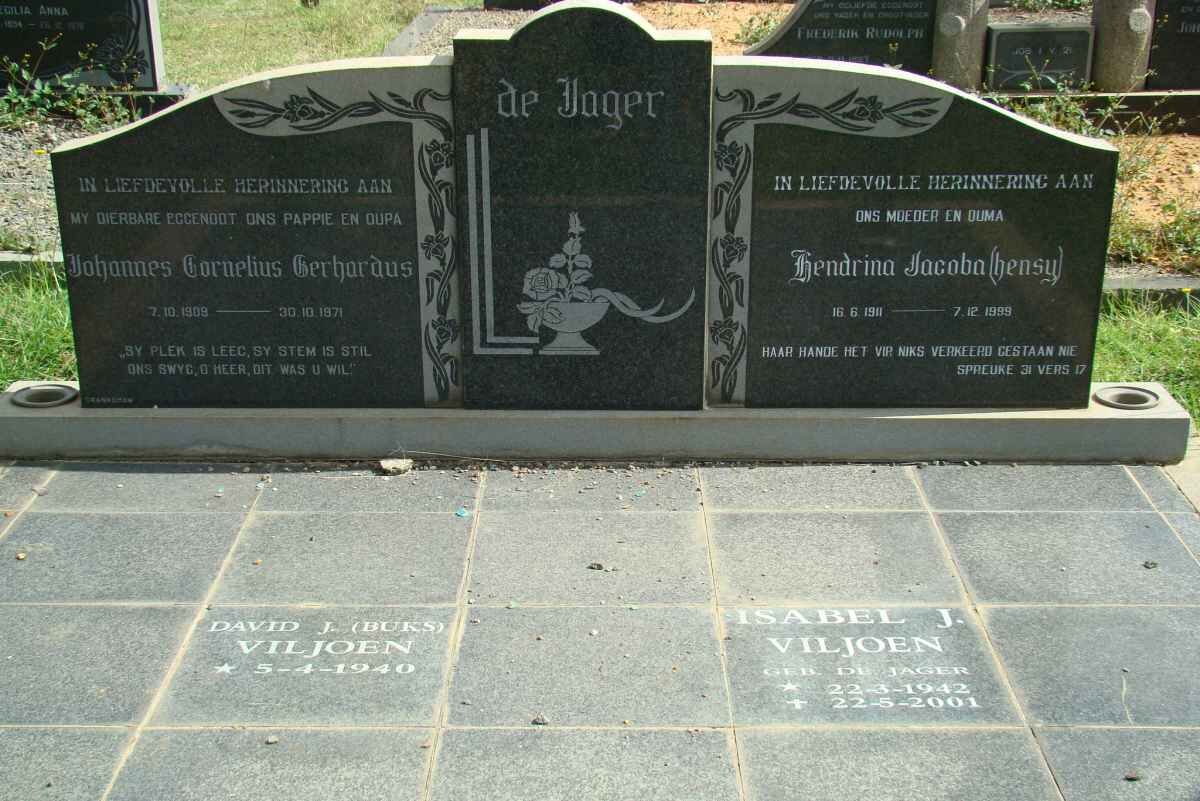 JAGER Johannes Cornelius Gerhardus, de 1909-1971 &amp; Hendrina Jacoba 190?-1999