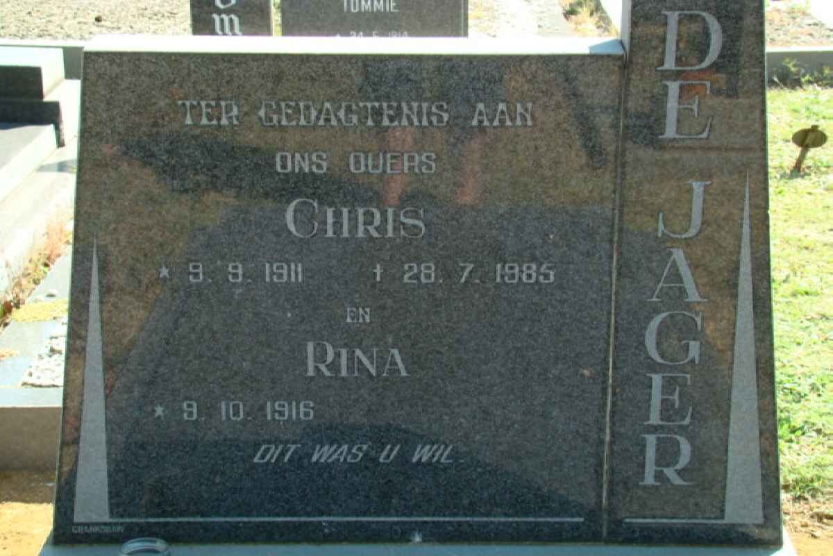 JAGER Chris, de 1911-1985 &amp; Rina 1916-