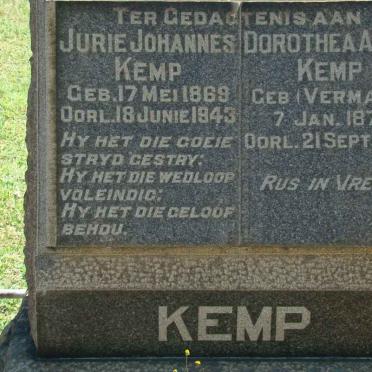 KEMP Jurie Johannes 1869-1943 &amp; Dorothea Annie VERMAAK 1877-1959