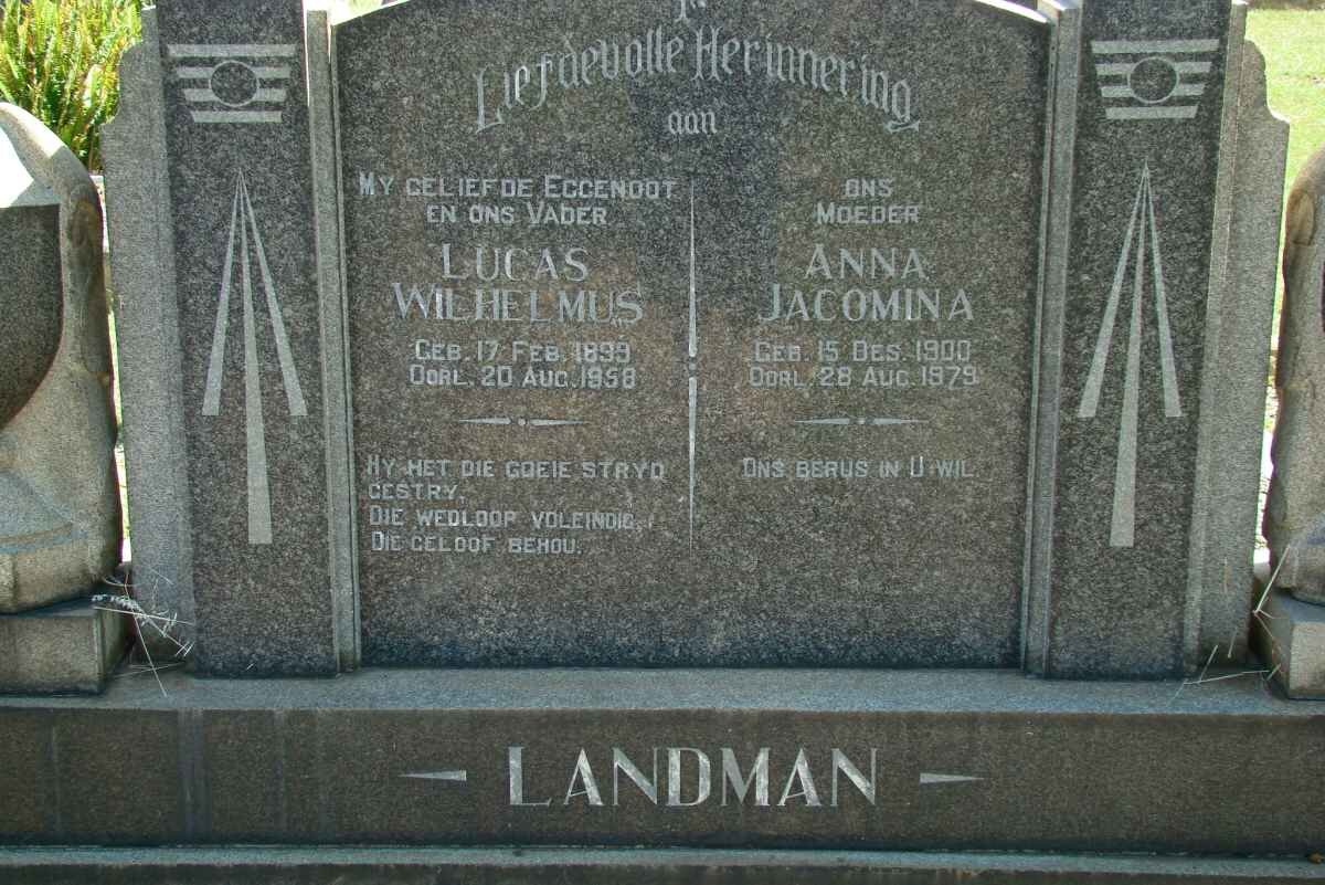 LANDMAN Lucas Wilhelmus 1899-1958 &amp; Anna Jacomina 1900-1979