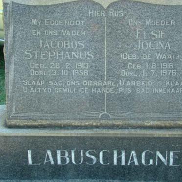 LABUSCHAGNE Jacobus Stephanus 1913-1958 &amp; Elsie Jocina DE WAAL 1916-1976