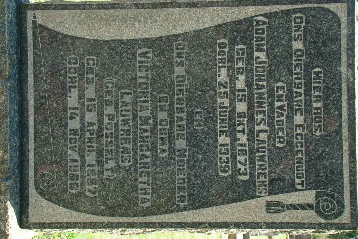 LAUWRENS Adam Johannes 1873-1939 &amp; Victoria Margaretha POSSELT 1887-1966