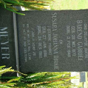 MEYER Barend Gabriel 1872-1949 &amp; Susara Johanna Dirkie FOURIE 1886-1960