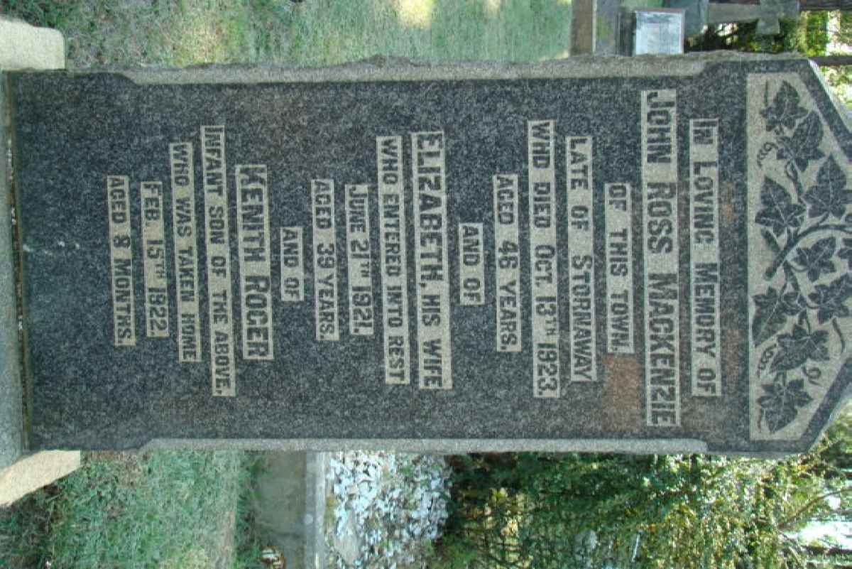 MACKENZIE John Ross -1923 &amp; Elizabeth -1921 :: MACKENZIE Kenith Roger -1922
