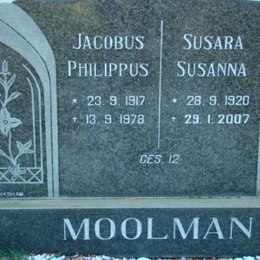MOOLMAN Jacobus Philippus 1917-1978 &amp; Susara Susanna 1920-2007