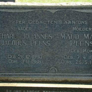 PEENS Charl Johannes Jacobus 1890-1966 &amp; Maud Mary KOK 1894-1957