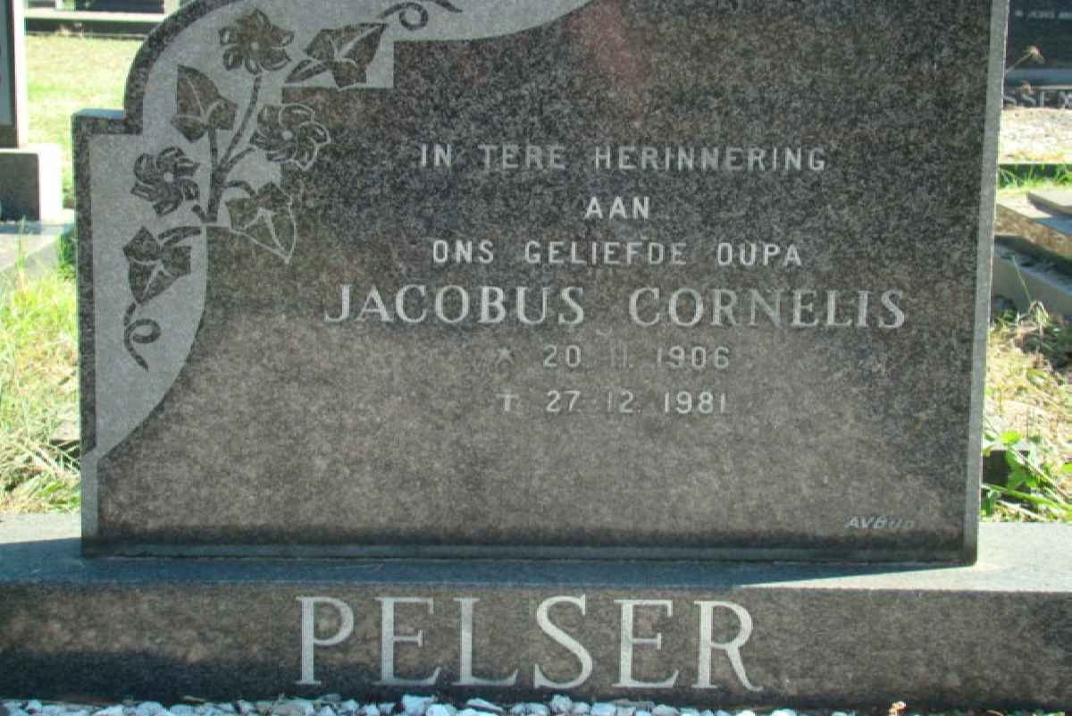 PELSER Jacobus Cornelis 1906-1981