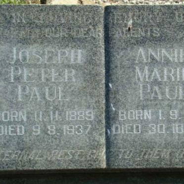 PAUL Joseph Peter 1889-1937 &amp; Annie Marie 1889-1958