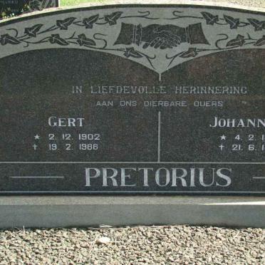 PRETORIUS Gert 1902-1988 &amp; Johanna D. 1906-1970