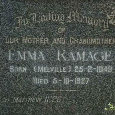 RAMAGE Emma nee MELVILLE 1849-1927