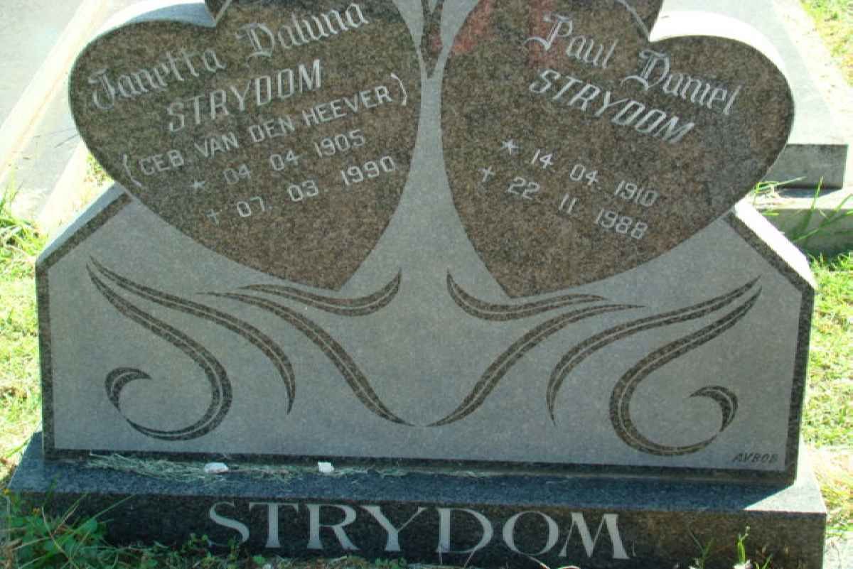 STRYDOM Paul Daniel 1910-1988 &amp; Janetta Daluna VAN DEN HEEVER 1905-1990