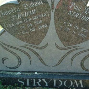 STRYDOM Paul Daniel 1910-1988 &amp; Janetta Daluna VAN DEN HEEVER 1905-1990